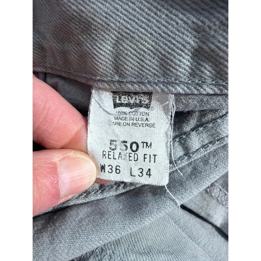 Vintage Levi's 550 Jeans Mens 36x34 Gray Denim Relaxed Fit‎ Tapered Leg USA Made